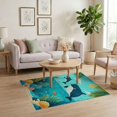 thumbnail image 3 of ODIKA 4'x6' Washable Area Rug Stain Resistant, Low Pile, Easy Care Whale Sea Turtle Cartoon Ocean Animal Tropical Island Voyage for Dorm Room, Small Living, 3 of 7