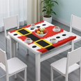 thumbnail image 3 of Red Christmas Santa Costume Pattern Square Fitted Tablecloth with Elastic Edge,Square Table Cover,Washable Elastic Table Cover for Home Kitchen Party Decor 34"x34", 3 of 6