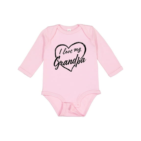 Inktastic I Love My Grandpa in Black Chalk Heart Boys or Girls Long Sleeve Baby Bodysuit