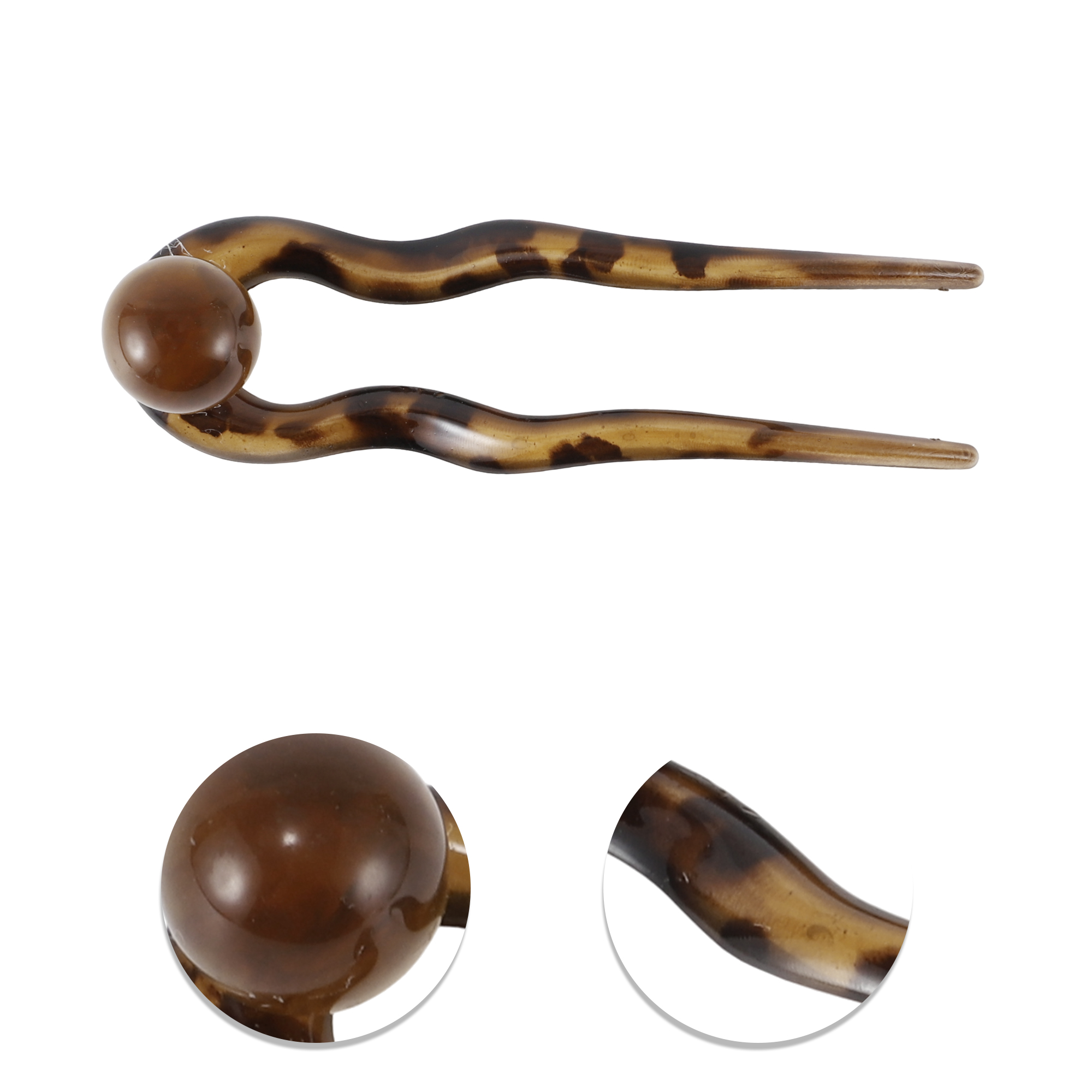 Unique Bargains Elegant U-shaped Hairdo Clip for Women 5.12"x1.42"x0.59" 1 Pc Coffee