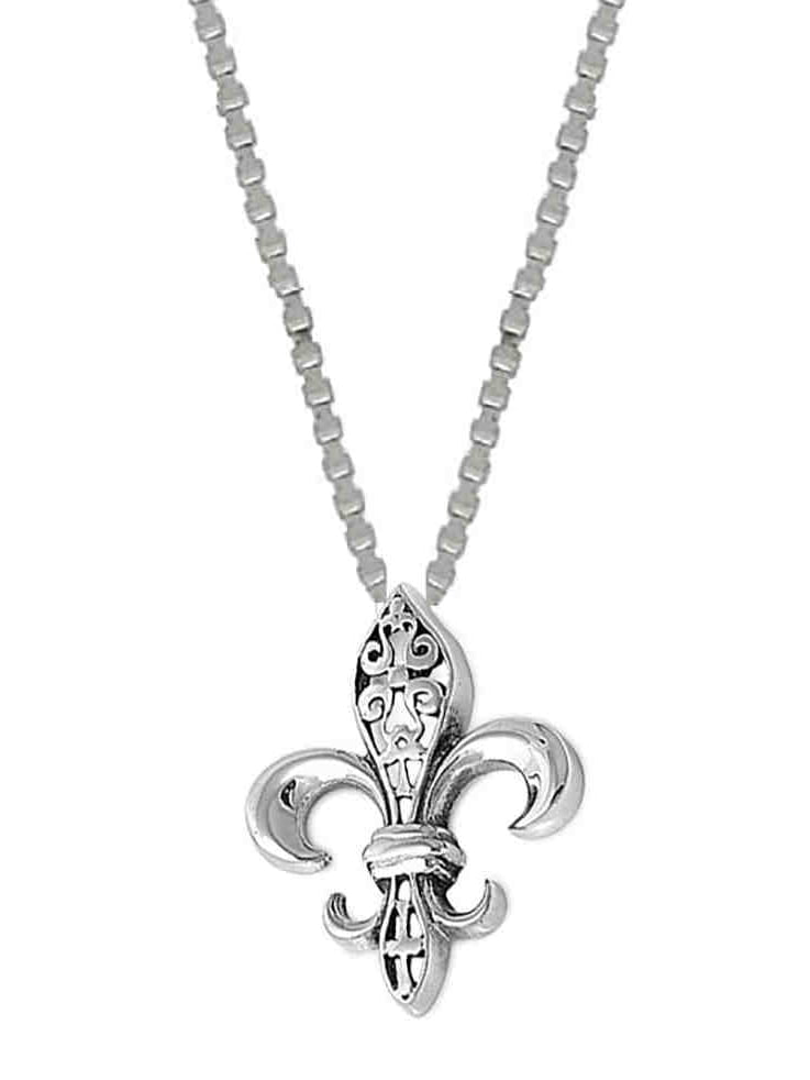 Sterling Silver Fleur De Lis Pendant Womens Jewelry Necklace (18 Inch