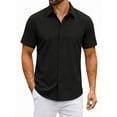 thumbnail image 2 of RICHCOIN Short Sleeve Mens Dress Shirts Casual Solid Shirts for Men Button Down Business Shirt, 2 of 7