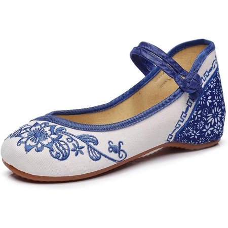 

Pfhytec LU Womens Cute Embroidery Flats Traditional Chinese Height-Increasing Mary Janes Comfy Cosplay Low-Heel Party Shoes