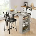 thumbnail image 3 of EastVita Dining Table Set of 2, Kitchen Bar Table and Chairs , Counter Bar Table Set with 3 Storage with 2 Upholstered Chairs, 3 of 7