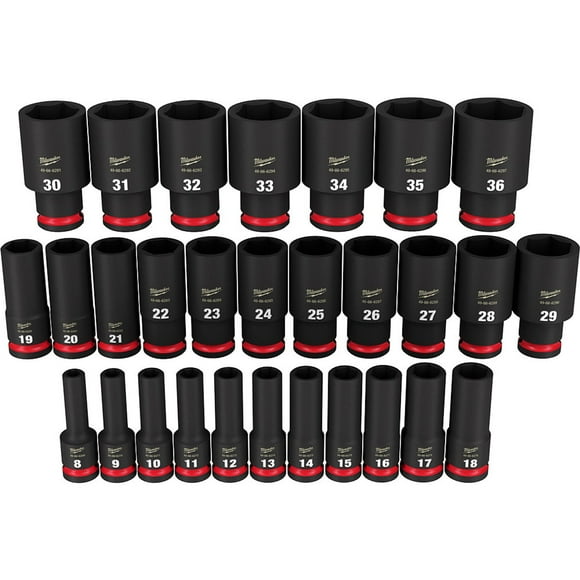 Milwaukee 49-66-7015 29pc SHOCKWAVE Impact Duty 1/2" Drive Metric Deep 6 Point Socket Set