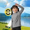 thumbnail image 6 of HAOTAGS Athletic Shirts for Boys,UV-Blocking Hooded Long Sleeve Kids Sun Protection Shirts Gray 9-10T, 6 of 6