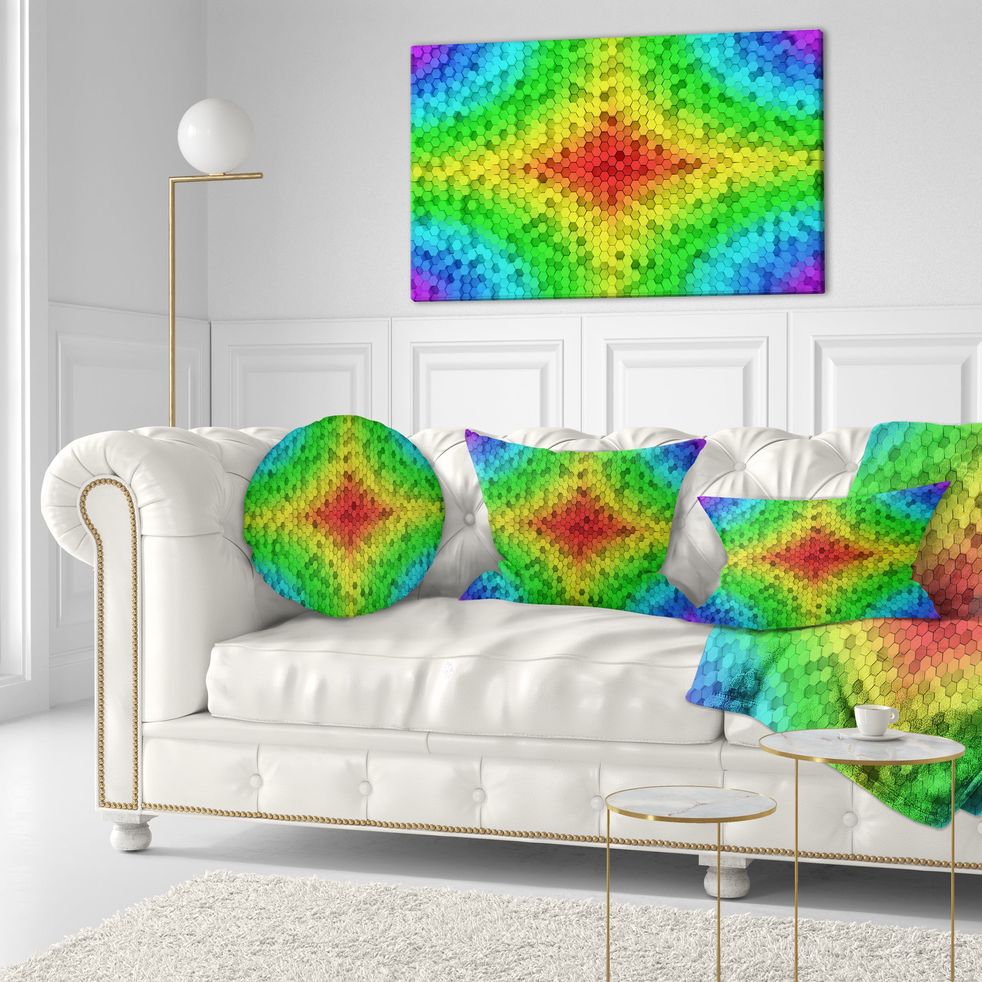 Designart Colorful Elevated Hexagon Columns - Abstract Throw Pillow - 12x20