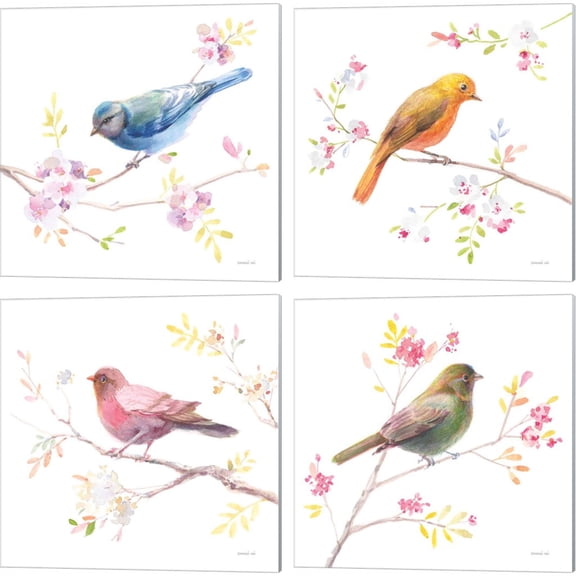 Great Art Now Flight Friends by Danhui Nai 4 Piece Canvas Art Set Each 14W x 14H