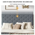 thumbnail image 5 of SHA CERLIN King Size Velvet Upholstered Bed Frame with Adjustable Diamond Button Tufted Headboard, Rivet Ornament, Grey, 5 of 8