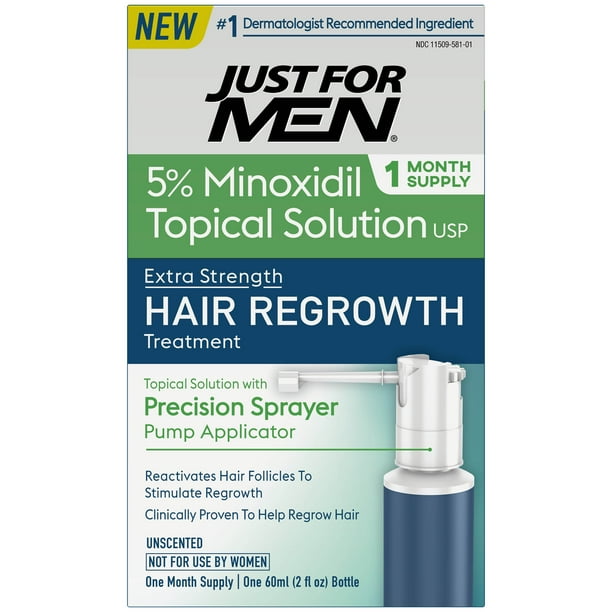 Just For Men Extra Strength Hair Regrowth Treatment, 5 Minoxidil Topical Solution USP, 1 Month
