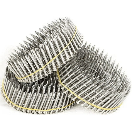 

ALL-CARB 3600 Count Siding Nails 1-1/4 Inch 15-Degree Collated Wire Coil 0.09 Inch Ring Shank Stainless Steel Nails for Rough Nailing of Lathing and Sheathing Materials
