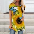 thumbnail image 1 of Hauts d'Été Grande Taille Femmes Mode Décontractée Femmes Été Décontracté Col Rond Manches Courtes Imprimé Hauts Blouse T-shirt Col en V T-shirt Femmes en Solde, 1 of 8