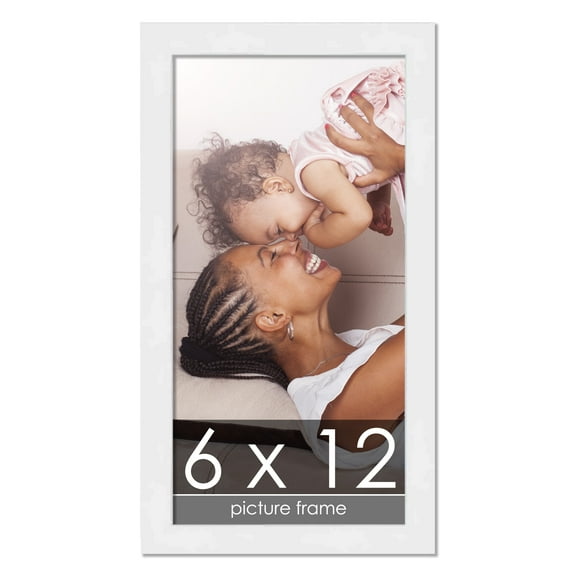 6x12 White Wood Picture Frame - UV Acrylic, Foam Board Backing, Hanging Hardware