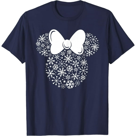 Minnie Mouse Icon Winter Holiday Christmas Snowflakes DTG Print Unisex T-Shirt
