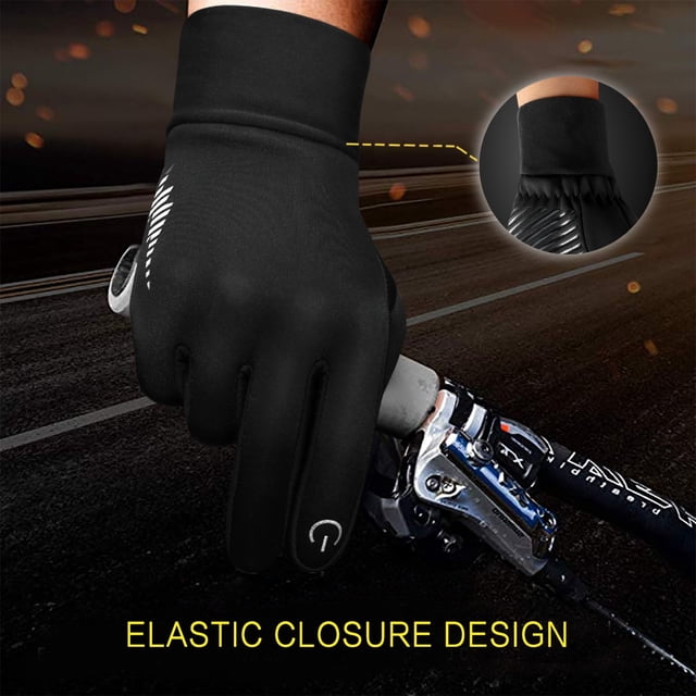 Gants de Course Imperméables Réfléchissants, Protection d'Écran en Polaire à Doigts Complets, Équipement d'Hiver Isolé Coupe-Vent, pour Randonnée Nocturne, Trajets, Activités Sportives, Taille Haute Visibilité, Froid