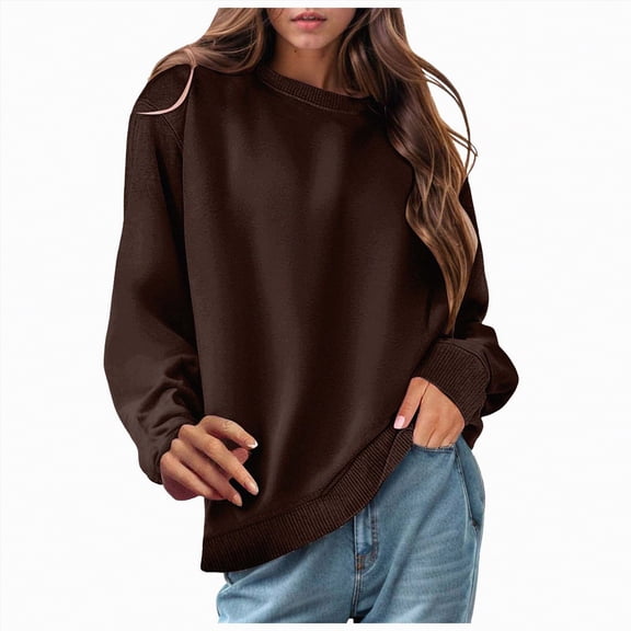 Futezty Crewneck Sweatshirts Women Trendy Casual Long Sleeve Tops Cute Teen Girls Crew Neck Sweatshirt Sweaters 2024