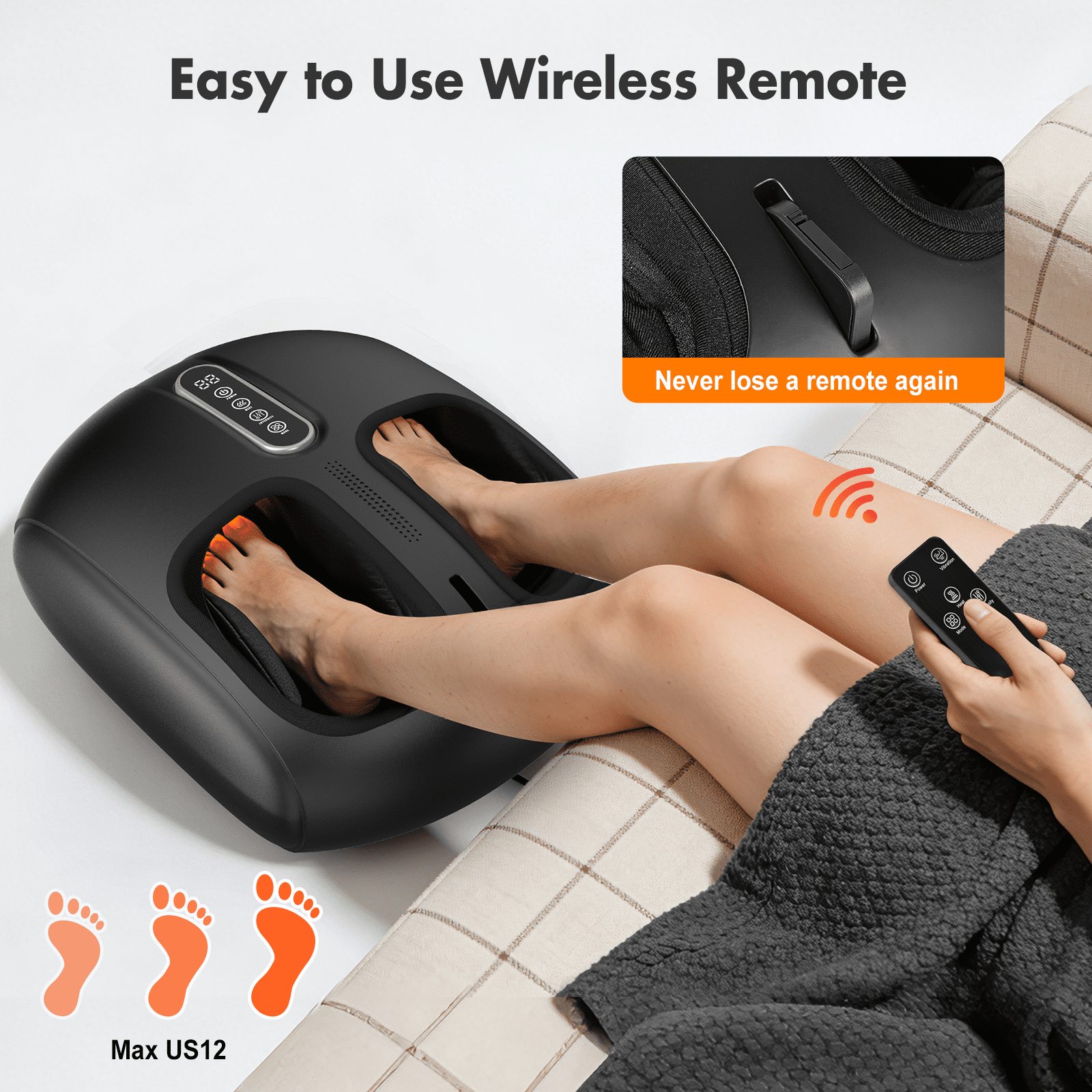 2026 Hlthair Shiatsu Foot Massager with Heat for Deep Kneading, Heating, Air Compression Feet Massage for Pain Relief, Plantar Fasciitis and Circulation Multi-Level Settings for Home, Office Use