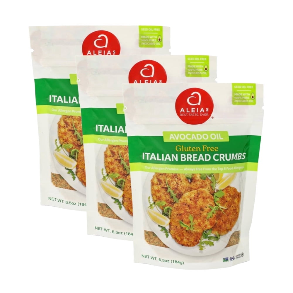 Aleia s Avocado Oil Gluten-Free Italian Bread Crumbs Seed Oil Free 6.5 oz Bags (3 Pack)