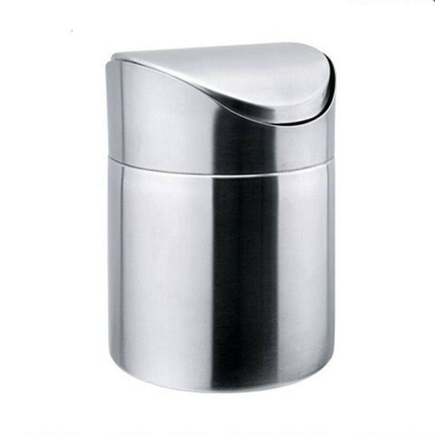 Stainless Steel Small Mini Trash with Swing Top Lid Countertop Trash