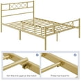 thumbnail image 3 of Topeakmart Queen Metal Bed Frame with Crisscross Headboard & Footboard, Antique Gold, 3 of 8