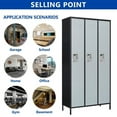 Fesbos 3Door Metal Locker, Large Steel Storage for School, Gym