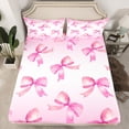 thumbnail image 2 of Manfei Lovely Bowtie Queen Sheet Sets,Girl Bow Knot Flat Sheet,Pink White Ombre Queen Fitted Sheet For Girls,Microfiber Bedroom Decor,4-Piece, 2 of 7
