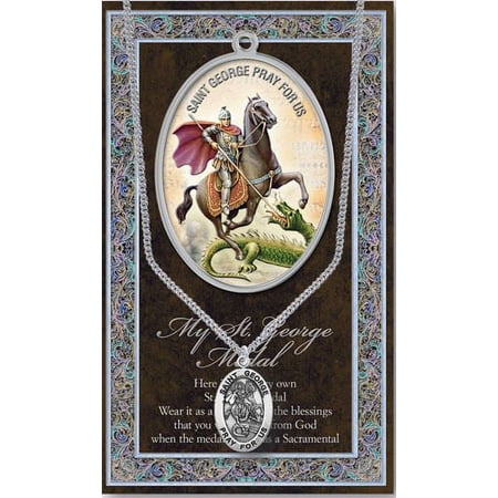 St. George Pewter Medal Pendant with Chain, Made in USA