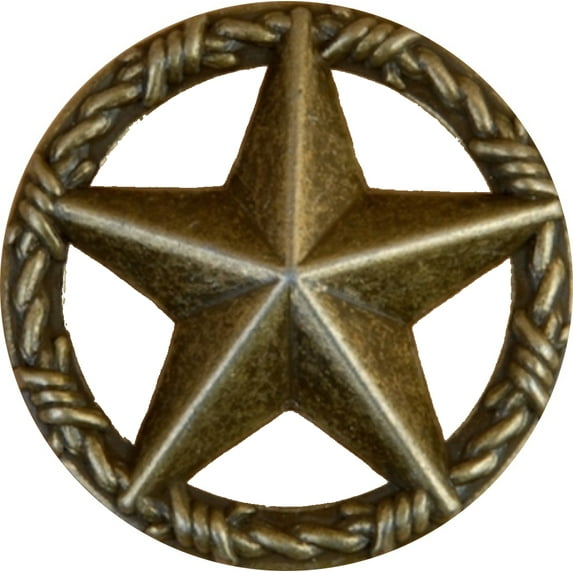 Star with Barbwire Drawer Cabinet Knob in Antique Brass
