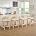 thumbnail image 5 of Zesthouse 26.2″ Counter Height Wooden Bar Stools Set of 2, Linen Upholstered Barstools with Curved Backs, Thick Cushion, Natural Solid Wood, Modern Bar Chairs for Kitchen Island, Beige, 5 of 12