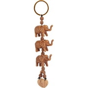 SandT Collection Wood Keychain with 3 Carved Elephants for Good Luck