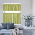 thumbnail image 6 of 3 Piece Kitchen Curtains and Valances Set Vintage Fruit Green Cafe Curtains 36 Inch Length Farmhouse Retro Solid Color Linen Texture Valance & Tier Curtain for Living Room Bedroom 54"x18"+27"x36"*2, 6 of 6