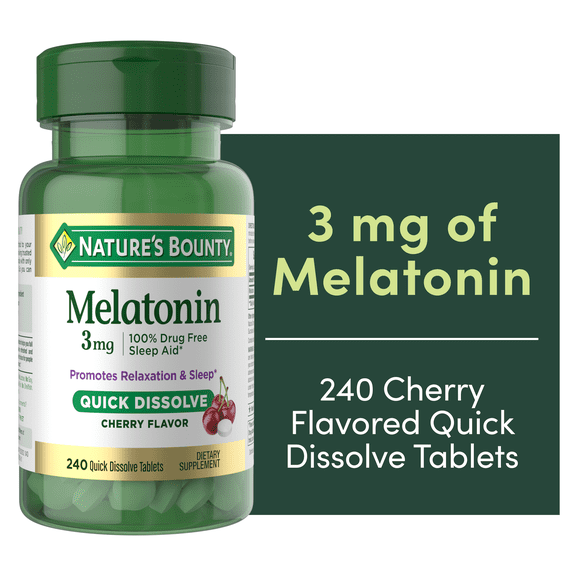 Nature’s Bounty Melatonin Supplement, 3mg, 240 Quick Dissolve Tablets