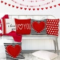 thumbnail image 5 of Valentines Day Pillow Covers 18 x 18 inch Set of 4 for Valentines Decor Red Black Stripes Love Heart I Love You Valentines Day Throw Pillows Decorative Cushion Cases Valentine Decorations, 5 of 6