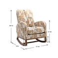 thumbnail image 7 of Rocking Chair, Modern Fabric Upholstered Nursery Glider Rocker Armchair with Padded Cushion and Solid Wood Base, Comfy High Back Single Sofa Chair Leisure Lounge Chair for Living Room, Yellow Leaf, 7 of 7