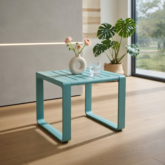 Resenkos Patio Coffee Tables,Patio Tables,Weather Resistant Adirondack Outdoor Side Table Set of 2-Blue