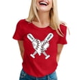 thumbnail image 1 of LUOGENLI T-shirts pour Femmes 2024 Mode Sport Baseball Imprimé Col Rond Manches Courtes Haut Décontracté T-shirts (5) T-shirts Amusants Graphiques Vêtements d'Été Rouge TTG, 1 of 5