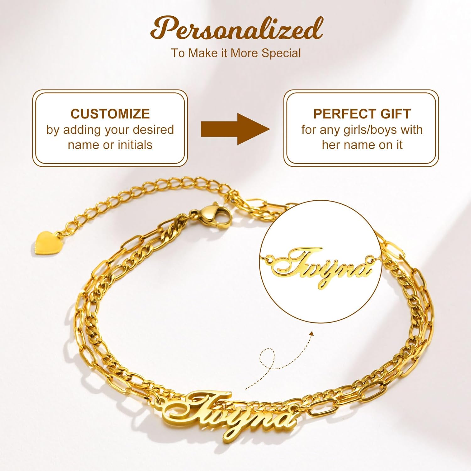 Custom Name Anklets For Women - 18K Gold Plated Summer Waterproof Anklet With Name Dainty Personalized Anklets Beach Jewelry Gift For Daughter Girlfriend Wife[o5709]