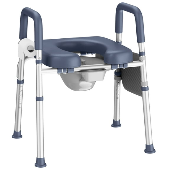 KEKOY Bedside Commode for Seniors, Commode Chair with Arms and Padded Seat , FSA HSA Eligible 400lb Easy Assembly Toilet Chair , Adjutable Raised Toilet Seat with Handles