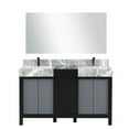 thumbnail image 3 of Zilara 55 in W x 22 in D Black and Grey Double Bath Vanity, Castle Grey Marble Top, Gun Metal Faucet Set and 53 in Mirror, 3 of 11