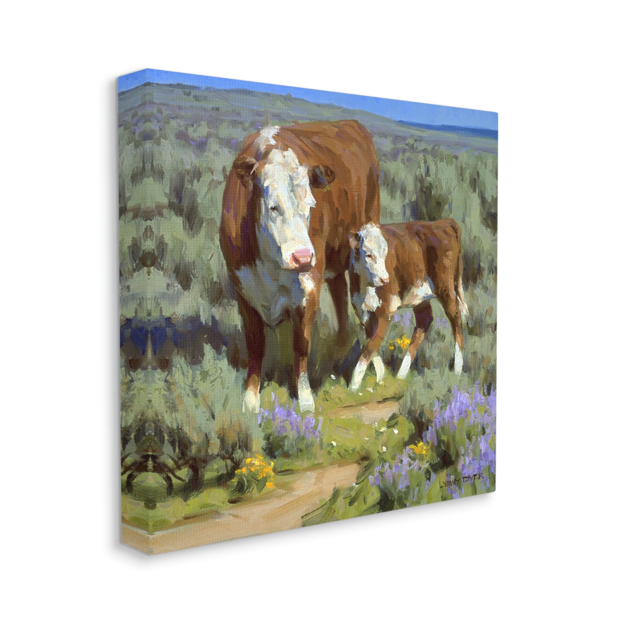 Stupell Industries Cattle In Lush Countryside Pasture Animals & Insects Painting Gallery Wrapped Canvas Print Wall Art