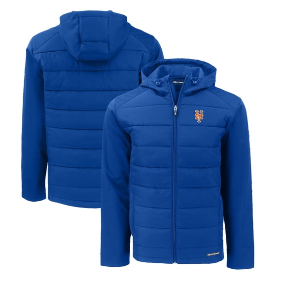 Men's Cutter & Buck Royal New York Mets Evoke Hybrid Eco Softshell Recycled Full-Zip Hoodie