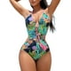 thumbnail image 1 of Gibobby Trajes de Baño para Mujer Traje de baño para mujer con cordón en el pecho Cierre de borla Cintura con fugas en la espalda Hebilla Bikini Mujer(Verde,G), 1 of 5