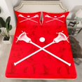 thumbnail image 2 of Feelyou Child American Lacrosse Twin Sheet Sets, Ball Sports Gaming Twin Fitted Sheet, Red Cartoon Theme Flat Sheet, Microfiber Bedroom Decor, 3 Pieces, 2 of 7