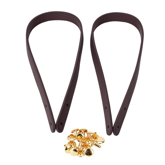 Sonew DIY Bag Accessories,2Pcs Bag Hand Strap Split Leather DIY Hand-Made Handbag Parts with 8 Sets Light Gold Rivet Set,Handbag Handle