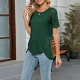 thumbnail image 4 of HomeGardon Summer Tops Tops for Women Solid Color Lace Patchwork Button Irregular Hem Casual Blouse,S-XXL, 4 of 9
