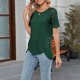 thumbnail image 4 of Blusas de Trabajo de las Mujeres Color Sólido Encaje Patchwork Botón Blusa Casual 95% Poliéster 5% Spandex, Top de Doblado Irregular para el Uso Diario, 4 of 9