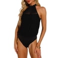 thumbnail image 2 of TOPS DE MALLA TRANSPARENTE SIN MANGAS CON CUELLO HALTER DE INSPIRE CHIC PARA MUJER TALLA XL NEGRO, 2 of 6