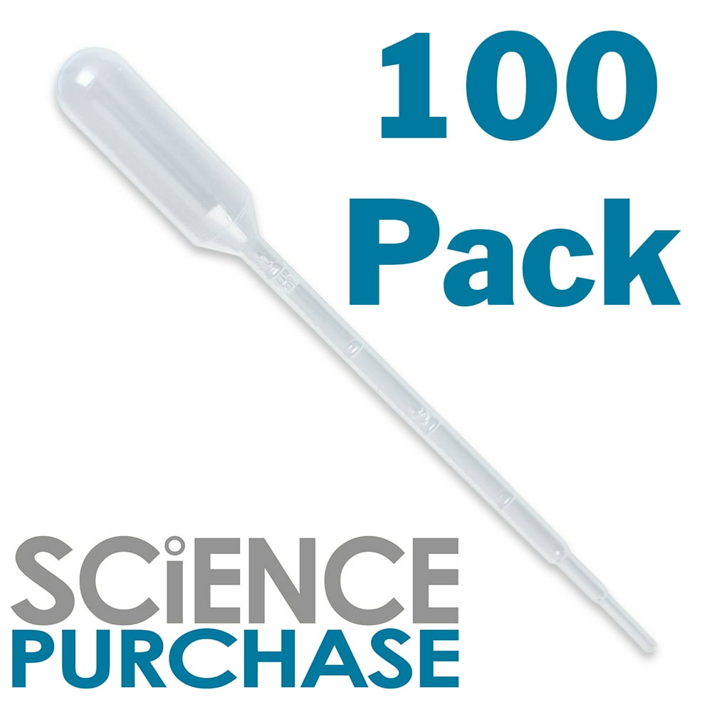 100 Pack Plastic Transfer Pipettes, Graduated to 3mL, 0.5mL Graduation