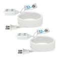 thumbnail image 1 of Cable De Extensión Para Interiores Cable De Extensión De 2 Clavijas De 12 Pies 3 Salidas Polarizadas Con Ventanas Deslizantes De Seguridad 13A/1625W 16 Awg, Paquete De 2, 1 of 1