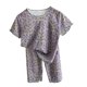 thumbnail image 1 of Odeerbi 1-12 Años Niñas Pijama de Seda Hielo Verano Manga Corta Capris Estampado Floral Ropa de Dormir Conjunto de Dos Piezas Pijama, 1 of 6